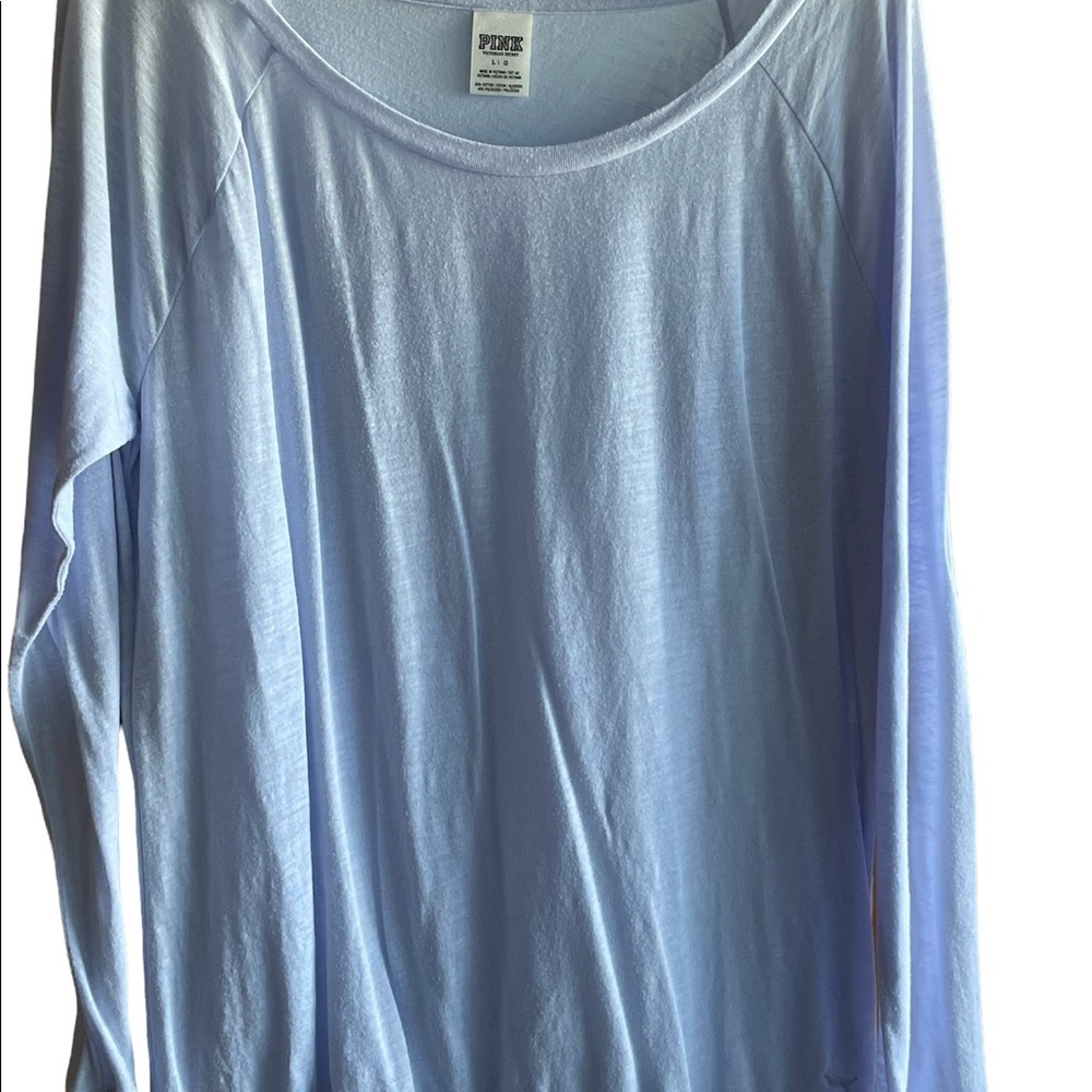 PINK long sleeve tee in baby blue.